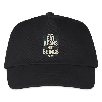 Eat Beans Not Beings Tiere Bohnen Vegetarier Vegan - Kinder Basecap - Schwarz - Vorne