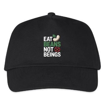 Eat Beans Not Beings Tiere Bohnen Vegetarier Vegan - Kinder Basecap - Schwarz - Vorne