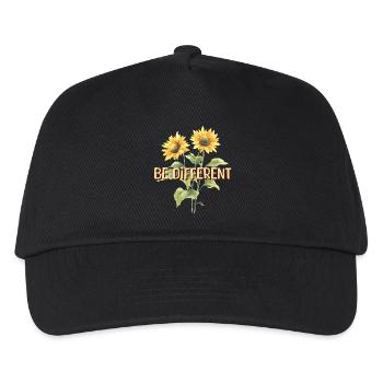BE DIFFERENT Sonnenblumen Selbstliebe Positivität - Kinder Basecap - Schwarz - Vorne