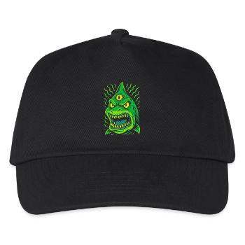 Three-eyed neon shark with fangs - Kids’ Baseball Cap - black - Front