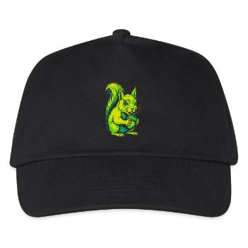 Wütendes Neon-Eichhörnchen mit Nuss - Kinder Basecap - Schwarz - Vorne