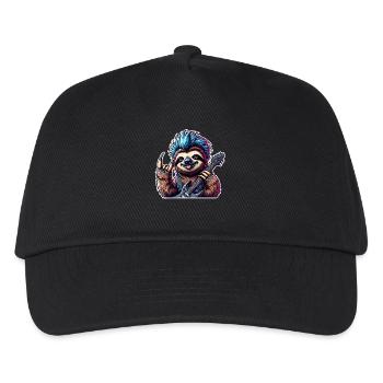 Faultier Rock and Roll Gitarrist - Kinder Basecap - Schwarz - Vorne
