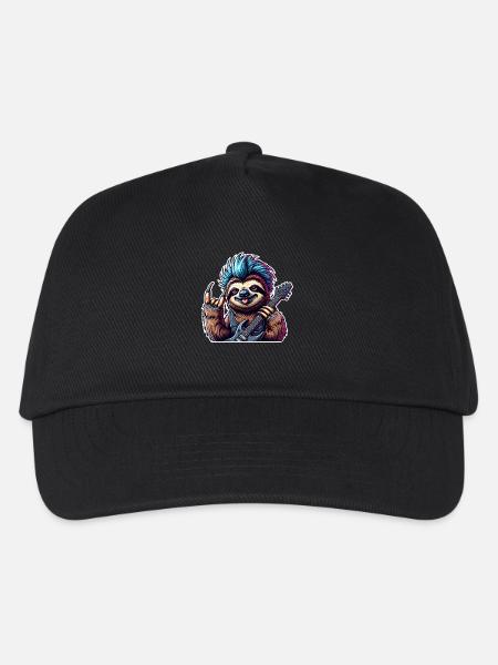 Faultier Rock and Roll Gitarrist - Kinder Basecap - Schwarz