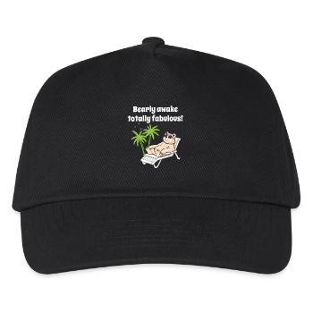 Bear in sunglasses chilling in deck chair palm trees - Kids’ Baseball Cap - black - Front