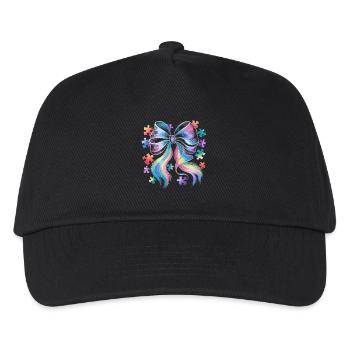 Colorful bow with puzzle pieces for creativity - Kids’ Baseball Cap - black - Front