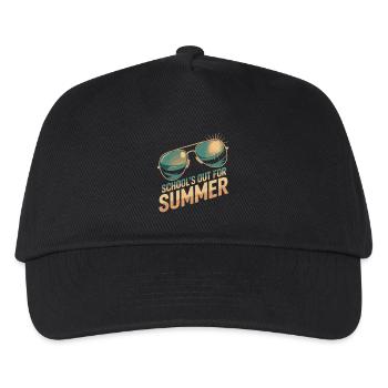 Ferienzeit Retro Sonnenbrille Sommerferien Shirt - Kinder Basecap - Schwarz - Vorne