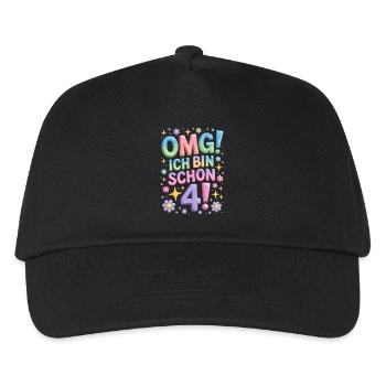 4. Geburtstag Mädchen OMG Ich Bin Schon 4 Jahre - Kinder Basecap - Schwarz - Vorne