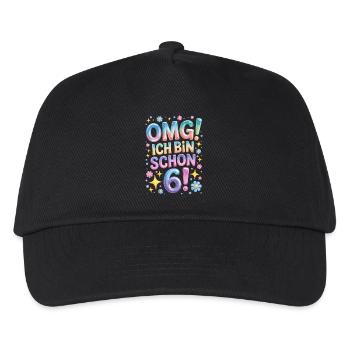 6. Geburtstag Mädchen OMG Ich Bin Schon 6 Jahre - Kinder Basecap - Schwarz - Vorne