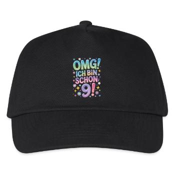 9. Geburtstag Mädchen OMG Ich Bin Schon 9 Jahre - Kinder Basecap - Schwarz - Vorne