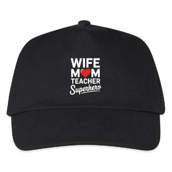Wife, Mom, Teacher, Heroine - Kids’ Baseball Cap - black - Front