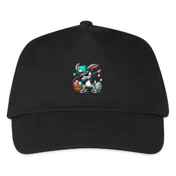 Stylischer Hase Mit Osterkörbchen - Kinder Basecap - Schwarz - Vorne