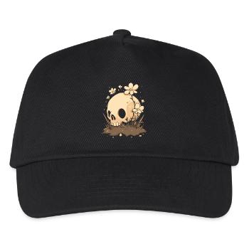 Cute skull with flower meadow - Kids’ Baseball Cap - black - Front