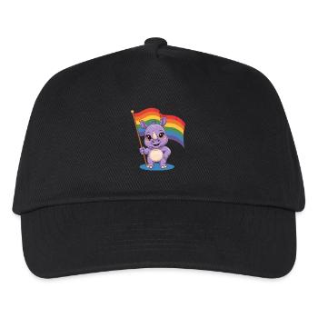 Niedliches Nashorn Mit Regenbogenfahne - Kinder Basecap - Schwarz - Vorne