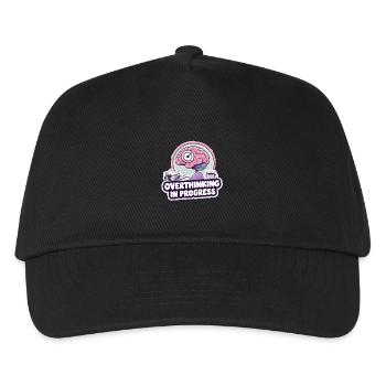 Overthinking in Progress – Lustiges Gehirn - Kinder Basecap - Schwarz - Vorne