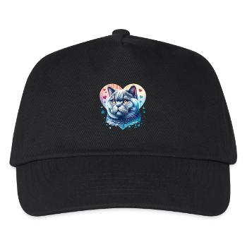 Britisch Kurzhaar Katze - Kinder Basecap - Schwarz - Vorne