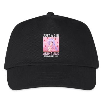 Just a Girl Who Loves Anime Strawberry Milk - Kids’ Baseball Cap - black - Front