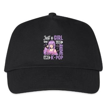 Just a Girl Who Loves Anime and K-Pop - Kinder Basecap - Schwarz - Vorne