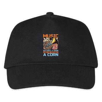 French Horn Music Without Wind Instrument Musician - Kids’ Baseball Cap - black - Front