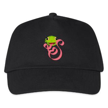 Frecher Frosch mit großer Zunge – Lustiges Design - Kinder Basecap - Schwarz - Vorne