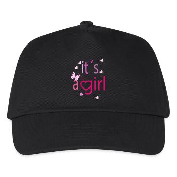 It's a Girl – Cheerful typography with a heart - Kids’ Baseball Cap - black - Front