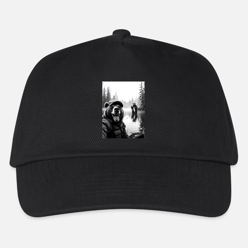 Fiskeri Bjørn Selfie - Basecap til børn - sort