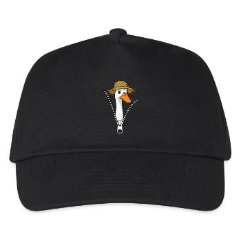 Runner duck with straw hat Funny duck ducks - Kids’ Baseball Cap - black - Front