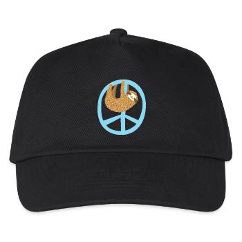 Faultier Peacezeichen - Kinder Basecap - Schwarz - Vorne