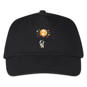 Niedliche Astronaut 2. Geburtstag Junge Weltraum - Kinder Basecap - Schwarz - Vorne