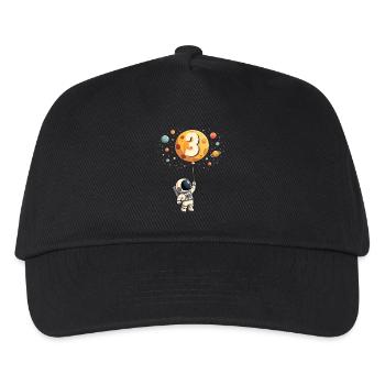 Niedliche Astronaut 3. Geburtstag Junge Weltraum - Kinder Basecap - Schwarz - Vorne