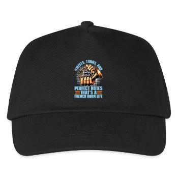 French Horn Twists Turns And Perfect Brass Band - Kids’ Baseball Cap - black - Front