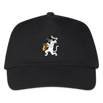 Lustige Katze mit Sonnebrille und Saxophon - Kinder Basecap - Schwarz - Vorne