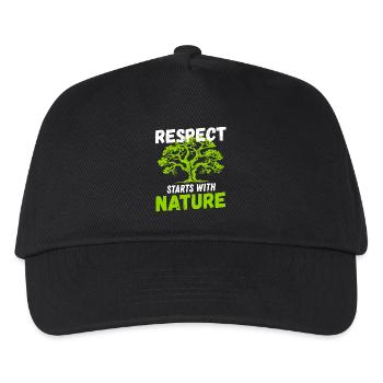 Respect starts with nature Naturschutz Klimaschutz - Kinder Basecap - Schwarz - Vorne