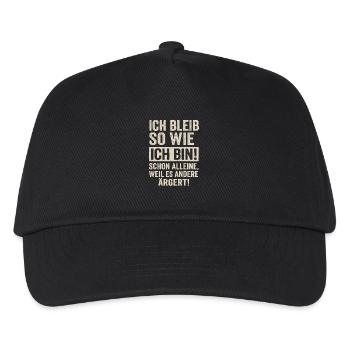 Ich bleib so wie ich bin – Frecher Spruch - Kinder Basecap - Schwarz - Vorne