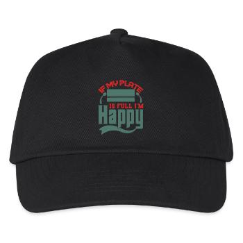 If My Plate is Full, I'm Happy Design - Kinder Basecap - Schwarz - Vorne