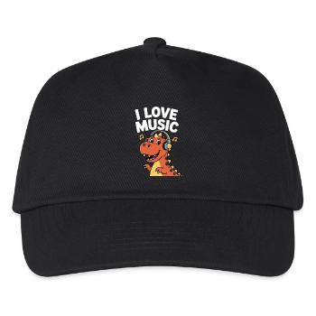 Dinosaure avec des écouteurs Aime la musique - Casquette de baseball Enfant - noir - Devant