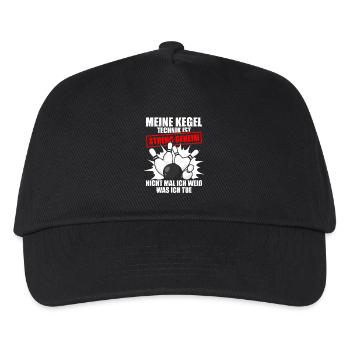 Meine Kegel Technik Kegeln Kegler Sportkegler - Kinder Basecap - Schwarz - Vorne