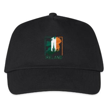 Irlandkarte Mit Skyline Und Irischer Flagge - Kinder Basecap - Schwarz - Vorne