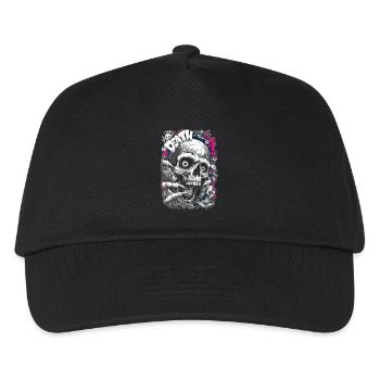DEATH Totenschädel Comic – Horror Grafik Design - Kinder Basecap - Schwarz - Vorne
