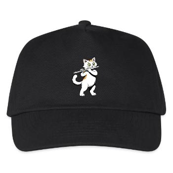 Katze spielt Flöte - Kinder Basecap - Schwarz - Vorne