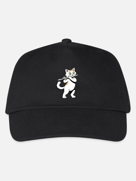 Katze spielt Flöte - Kinder Basecap - Schwarz