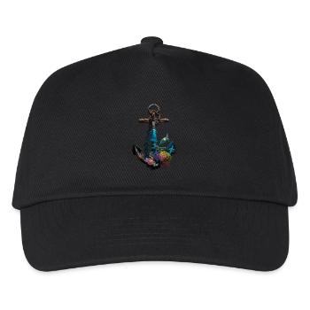 Maritime anchor design with sea creatures and - Kids’ Baseball Cap - black - Front