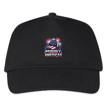Proudly American Cap Mit Feuerwerk - Kinder Basecap - Schwarz - Vorne