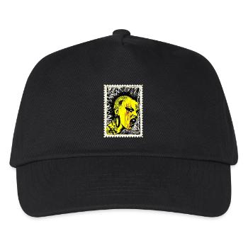 Wild punk woman with mohawk and anger on postage stamp - Kids’ Baseball Cap - black - Front