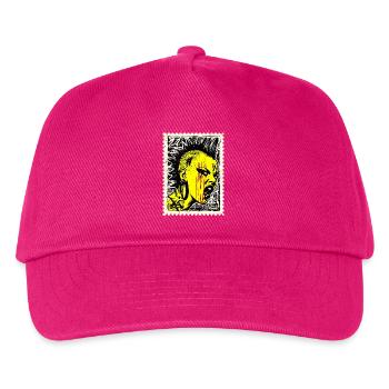 Wilde Punk Frau mit Iro und Wut auf Briefmarke - Kinder Basecap - Fuchsia - Vorne