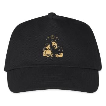 Dad & Daughter Gaming - Retro Style - Kids’ Baseball Cap - black - Front