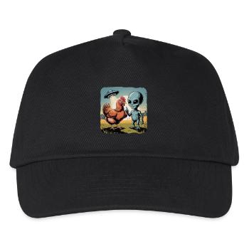 Außerirdischer Und Huhn Untertassen-Abenteuer - Kinder Basecap - Schwarz - Vorne