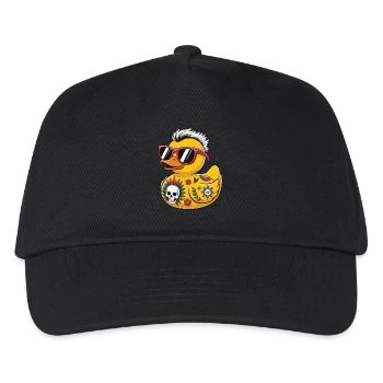 punk gummi ente sonnenbrille schädel tattoo blume - Kinder Basecap - Schwarz - Vorne