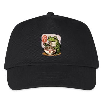 Cartoon Frog Eating Ramen Bowl Asian Food - Kids’ Baseball Cap - black - Front