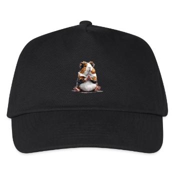 Meditierendes Meerschweinchen Yoga Entspannung - Kinder Basecap - Schwarz - Vorne