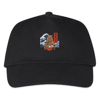 Capybara Ramen Bowl Chopsticks Japanese Wave - Kids’ Baseball Cap - black - Front